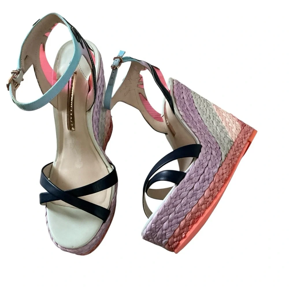 Sophia Webster Lucita MALIBU wedge sandals pastel multicolor size 40 espadrille